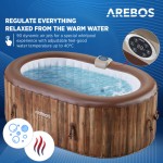 AREBOS Inflatable Hot Tub | Indoor/Outdoor Spa Pool | 190x120 cm | 2-Person | 90 Massage Jets | Heating | 550L | Includes Cover | Bubble Therapy Massage